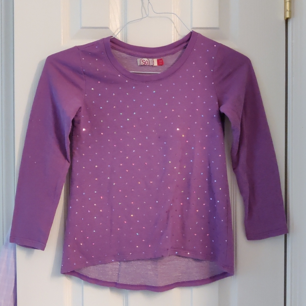 Girls purple top with hi lo hem